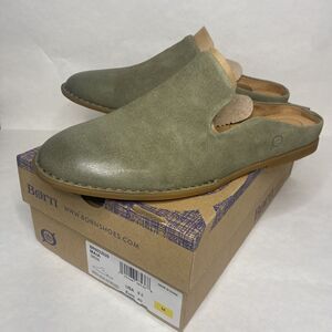 Born Maia Green Kiwi Distressed Mules Size 8.5 NIB